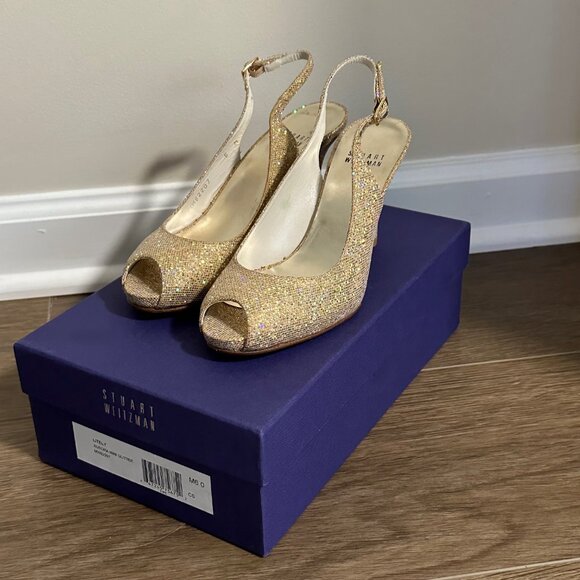 Stuart Weitzman Litely Aurora Glitter Gold Pump - Picture 9 of 16